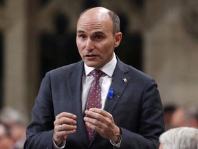 Minister of Families, Children and Social Development Jean-Yves Duclos rises during Question Period in the House of Commons on Parliament Hill on Thursday, May 31, 2018. Duclos will make an announcement about poverty in Canada today.