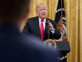 President Donald Trump speaks during an event to salute U.S. Immigration and Customs Enforcement (ICE) officers and U.S. Customs and Border Protection (CBP) agents in the East Room of the White House in Washington, Monday, Aug. 20, 2018.