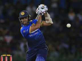 Sri Lanka's Dasun Shanaka plays a shot against South Africa during their Twenty20 cricket match in Colombo, Sri Lanka, Tuesday, Aug. 14, 2018.