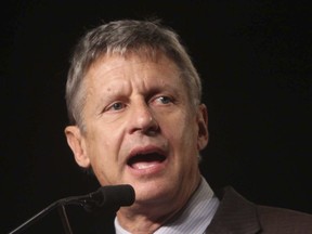 FILE - In this Sept 23, 2011 file photo, Libertarian Party presidential candidate, former New Mexico Gov. Gary Johnson speaks in Orlando, Fla. Former Libertarian presidential candidate Gary Johnson is campaigning to unseat New Mexico's junior Democratic U.S. senator, seeking political opportunity in the space between Democrats and voters loyal to President Donald Trump. Johnson's name appeared Tuesday, Aug. 14, 2018, on the state's list of Senate candidates. Johnson still holds a vaunted place in New Mexico politics as a former two-term governor.