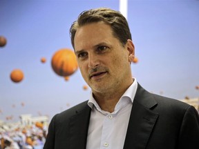 In this Thursday, Aug. 23, 2018 photo, the head of United Nations Relief and Works Agency for Palestine Refugees (UNRWA) Pierre Kraehenbuehl speaks during an interview with The Associated Press in Jerusalem. Kraehenbuehl said Thursday that he believes the U.S. slashed his budget early this year to take out its frustration with the Palestinian Authority but warns that the millions of people served by his organization cannot be wished away.