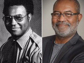 Then and now: Ron Stallworth in the 1970s and today.