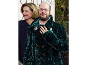 FILE - In this Jan. 25, 2004 file photo comedian David Cross and actress Jessica Walter, of the television comedy "arrested Development," arrive for the 61st Annual Golden Globe Awards in Beverly Hills, Calif. The University of Utah says a tweet from comedian Cross showing him wearing undergarments sacred to the Mormon faith was "deeply offensive." Still, President Ruth Watkins resisted online calls to cancel his upcoming performance on campus, saying in a statement Sunday, Aug. 19, 2018, the photo intended to promote the show is protected by the First Amendment.