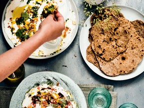 Labne with pomegranate seeds