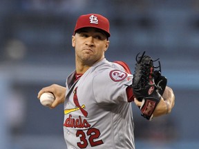 St. Louis Cardinals starting pitcher Jack Flaherty throws during the first inning of the team's baseball game against the Los Angeles Dodgers on Wednesday, Aug. 22, 2018, in Los Angeles.