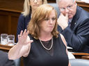 Lisa Macleod, Ontario's Children, Community and Social Services Minister, speaks in the Ontario Legislature in Toronto on Aug. 1, 2018.