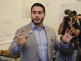 Abdul El-Sayed, Democratic candidate for Michigan governor, visits his Detroit field office to thank all of the volunteers for their hard work on the campaign Tuesday, Aug.7, 2018, in Detroit.