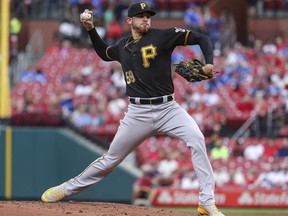Pittsburgh Pirates starting pitcher Joe Musgrove delivers during the first inning of a baseball game against the St. Louis Cardinals, Thursday, Aug. 30, 2018, in St. Louis.