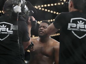 FILE - In this June 7, 2018, file photo, Kelvin Tiller celebrates a win against Caio Alencar during their mixed martial arts bout at PFL 1, at Madison Square Garden in New York. The Professional Fighters League is the latest mixed martial arts promotion that will try and compete with UFC. The PFL believes a tournament-style bracket will make it a success.