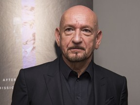 FILE - In this Aug. 16, 2018 photo, Ben Kingsley attends the premiere of "Operation Finale" at the Walter Reade Theater in New York. Kingsley portrays Adolf Eichmann fifteen years after the end of World War II. A team of Israeli agents travel to Argentina with the extremely dangerous mission of smuggling Eichmann out of the country to bring him to justice.