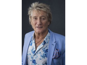 Rod Stewart poses for a portrait on Wednesday, Aug. 8, 2018 in New York to promote his tour and upcoming album, "Blood Red Roses."