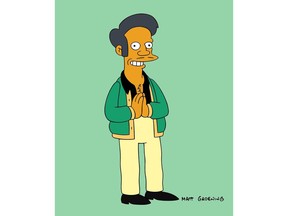 This image released by Fox shows the character Apu, an Indian shop owner featured on "The Simpsons," animated series. Fox says it trusts the creators of the series to handle the show's depiction of Apu, which has drawn fire as a racist stereotype. (Fox via AP)