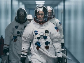 This image released by Universal Pictures shows Ryan Gosling in a scene from "First Man."