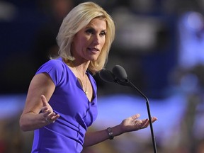 FILE - In this Wednesday, July 20, 2016, file photo, conservative political commentator Laura Ingraham speaks during the third day of the Republican National Convention in Cleveland. Ingraham says she disavows the support of white nationalists and claims that her views about the nation's demographic changes have been distorted. The Fox News personality responded to critics of her commentary that massive demographic changes that most Americans don't like have been forced upon the country by legal and illegal immigration.