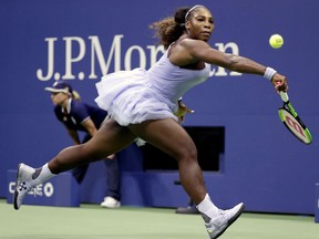Serena Williams chases a shot by Carina Witthoeft, of Germany, during the second round of the U.S. Open tennis tournament, Wednesday, Aug. 29, 2018, in New York.