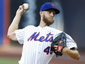 New York Mets starting pitcher Zack Wheeler delivers a pitch during the first inning of a baseball game against the Atlanta Braves on Saturday, Aug. 4, 2018, in New York.