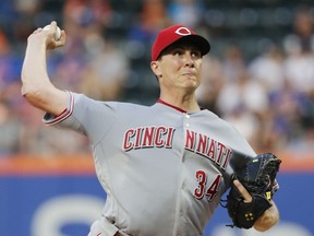 Cincinnati Reds' Homer Bailey delivers a pitch during the first inning of a baseball game against the New York Mets Monday, Aug. 6, 2018, in New York.