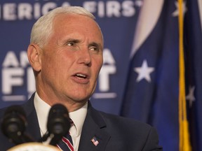 Vice President Mike Pence speaks during the Tax Cuts to Put America First event at The Westin in downtown Cincinnati, Ohio, on Tuesday, Aug. 14, 2018.