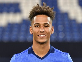 FILE - In this July 12, 2017 file photo, Schalke's Thilo Kehrer poses during a team presentation of Bundesliga soccer club FC Schalke 04 for the new season at the Veltins-Arena in Gelsenkirchen, Germany. Paris Saint-Germain announced Thursday Aug.16, 2018 the transfer of Kehrer to the club. The German defender has signed a five-year contract.