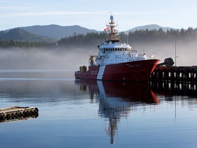 A Canadian Coast Guard patrol vessel sits at the Port of Prince Rupert in Prince Rupert, British Columbia. The port is the continent's fastest-growing port for trans-Pacific trade.