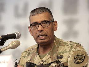 U.S. Gen. Vincent Brooks commander of the United Nations Command, U.S. Forces Korea and Combined Forces Command, speaks during a press conference at the Seoul Foreign Correspondents Club in Seoul, South Korea, Wednesday, Aug. 22, 2018. Brooks said he is cautiously optimistic that nuclear diplomacy will work out with North Korea. But he also says that Seoul and Washington must continue to apply pressure so that "there's not a reason or even an ability" for the North to back out.