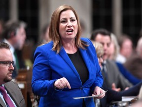 Conservative MP Shannon Stubbs speaks during question period in the House of Commons on  April 18, 2018.