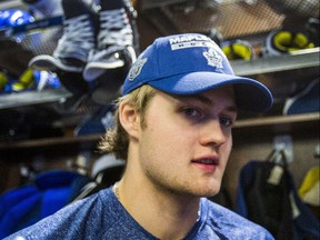 Toronto Maple Leafs William Nylander speaks to reporters during the Leafs locker clean out on Friday, April 27, 2018.