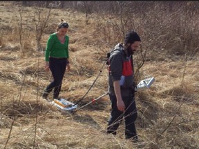 Researchers use ground-penetrating radar at area A Jewish cemetery in Rejowiec.