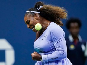 Serena Williams celebrates a point against Carina Witthoeft at the U.S. Open on Aug. 29.