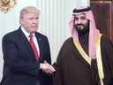U.S. President Donald Trump and Saudi Deputy Crown Prince Mohammed bin Salman at the White House on March 14, 2017.