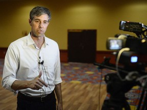 U.S. Rep. Beto O'Rourke, D-El Paso, speaks at a town hall event at the Grand Texan Hotel and Convention Center Thursday, Aug. 30, 2018, in Midland, Texas. O'Rourke, the Democratic candidate for the U.S. Senate and incumbent Republican Sen. Ted Cruz will face off in the general election in November. (James Durbin/Reporter-Telegram via AP)  /