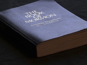 The Book of Mormon is shown Tuesday, Aug. 21, 2018, Salt Lake City. Sheraton, Westin and other Starwood hotels are finding their religion. Marriott International, which bought Starwood two years ago, has begun putting copies of the Bible and the Book of Mormon in Sheratons, Westins and other hotels in the Starwood family.