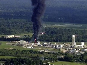 FILE - In this Sept. 1, 2017, file photo, smoke rises from the Arkema Inc. owned chemical plant in Crosby, near Houston, Texas. An internal EPA watchdog is reviewing whether federal and state officials kept the public appropriately informed last year about potential air quality threats after Hurricane Harvey ravaged southeastern Texas. The office of EPA Inspector General Arthur Elkins issued notice Thursday of the audit, which will scrutinize the agency's response following several high-profile accidents and spills following the historic storm, including the explosions and fire at the an Arkema Inc. chemical plant outside Houston. (KTRK via AP, File)