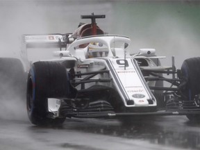 Sauber driver Marcus Ericsson of Sweden steers his racer during practice at the Monza racetrack, in Monza, Italy , Friday, Aug. 31, 2018. The Formula one race will be held on Sunday.