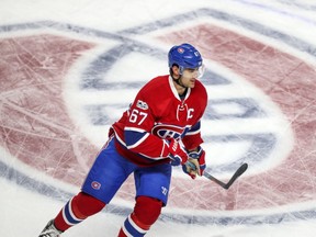 In this April 12, 2017 file photo, Montreal Canadiens captain Max Pacioretty warms up for a playoff game against the New York Rangers.