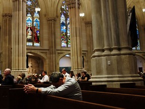 Mass is held at St. Patrick's Cathedral, the seat of the Roman Catholic Archdiocese of New York, on September 8, 2015 in New York City.