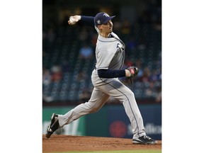Tampa Bay Rays starting pitcher Blake Snell delivers against the Texas Rangers during the first inning of a baseball game Wednesday, Sept. 18, 2018, in Arlington, Texas.