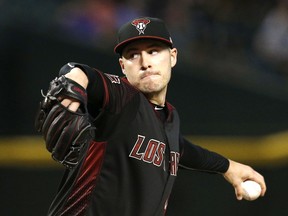 Arizona Diamondbacks pitcher Patrick Corbin throws in the first inning during a baseball game against the Colorado Rockies, Saturday, Sept. 22, 2018, in Phoenix.
