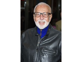 FILE - In this March 12, 2015 file photo, Joe Masteroff attends the opening night performance of Broadway's "On the Twentieth Century" in New York. Masteroff, the Tony Award-winning story writer of the brilliant, edgy musical "Cabaret" and the touching, romantic "She Loves Me," has died at age 98. The Roundabout Theatre Company, which produced recent revivals of his best-loved shows, said Masteroff died Friday, Sept. 28, 2018, at the Actors Fund Home in Englewood, N.J.