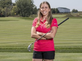 In this Sept. 7, 2017, photo provided by Iowa State University in Ames, Iowa, golfer Celia Barquin Arozamena poses for a photo. The former ISU golfer was found dead Monday, Sept. 17, 2018, at a golf course in Ames.  Collin Daniel Richards, was arrested and charged with first-degree murder in her death.