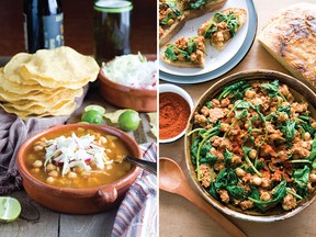 Chickpea Pozole, left, and Spanish-style Chickpeas and Spinach