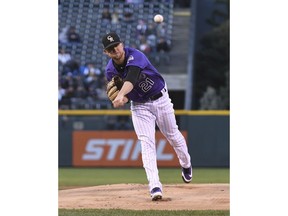 Colorado Rockies starting pitcher Kyle Freeland throws to a Washington Nationals batter during the first inning of a baseball game Friday, Sept. 28, 2018, in Denver.