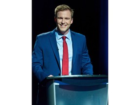 NB Premier and Liberal Leader Brian Gallant participates in the CBC provincial election Leaders' debate, in Riverview, N.B., on Wednesday, September 12, 2018.