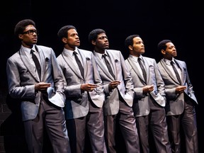 Ephraim Sykes, Jeremy Pope, Jawan M. Jackson, James Harkness & Derrick Baskin are seen in this handout photo from the new Temptations musical "Ain't Too Proud - The Life and Times of the Temptations." The Canadian makers of a new Temptations musical say they're frequently reminded of how pertinent its story of racial divide remains in the current political climate.