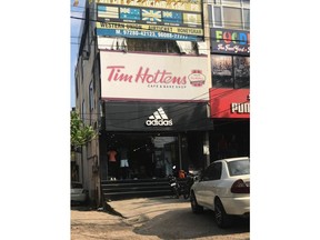 Tim Hottens, located in Yamunanagar, India, is seen in this undated handout photo. Tim Hortons will seek to shut down an apparent knock-off restaurant in India that uses a name and branding very similar to the coffee-and-doughnut chain. Tim Hottens, located in Yamunanagar, India, is two letters away from the coffee chain in its name.