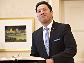 Alberta Minister of Culture and Tourism Ricardo Miranda is sworn in as a new cabinet minister in Edmonton Alta, on Monday February 2, 2016. The new Royal Alberta Museum will open its doors in three weeks in downtown Edmonton to officially make it the biggest such facility in Western Canada.