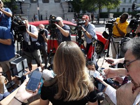 Canadian Foreign Affairs Minister Chrystia Freeland speaks as she arrives at the Office of the United States Trade Representative, Wednesday, Sept. 19, 2018, in Washington.