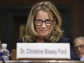 Christine Blasey Ford testifies before the Senate Judiciary Committee, Thursday, Sept. 27, 2018 in Washington.