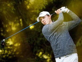 Matthew Fitzpatrick of England watches his approach shot on the 12th hole during the first round of the European Masters golf tournament in Crans-Montana, Switzerland, Thursday, Sept. 6, 2018.