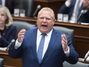 Ontario Premier Doug Ford speaks in question period in side the legislature at Queen's Park in Toronto on Sept. 17, 2018.